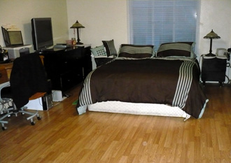 room with overhead fan